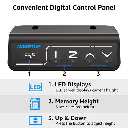 MOUNTUP Height Adjustable Electric Standing Desk Whole-Piece, 48 x 24 Inches Quick Assembly Sit Stand Desk, Stand Up Desk with Memory Controller, - WoodArtSupply