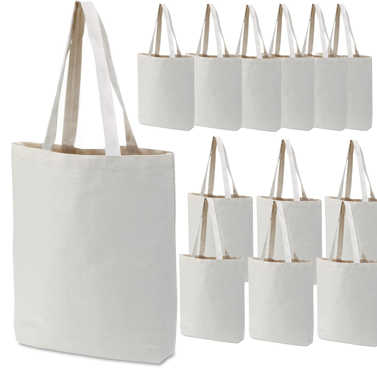GiftExpress Pack of 26 Canvas Tote Bag Bulk, Cotton Totes for Embroidery, Crafting , DIY Projects, Bridesmaids Totes, Reusable Grocery Shopping Bags, 13 x 11 Inch(26 Pack) GiftExpress