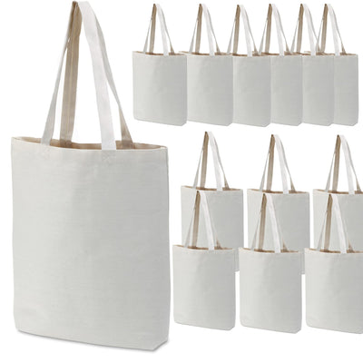 GiftExpress Pack of 26 Canvas Tote Bag Bulk, Cotton Totes for Embroidery, Crafting , DIY Projects, Bridesmaids Totes, Reusable Grocery Shopping Bags, 13 x 11 Inch(26 Pack)