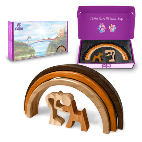 Capti Rainbow Bridge Dog Memorial Gifts, Cat Memorial Gifts - I'll Meet You at The Rainbow Bridge - Pet Loss Gifts, Bereavement, Sympathy Keepsake Dog Mom, Dog Dad for Loss of Pet (Dog and Mom) Capti