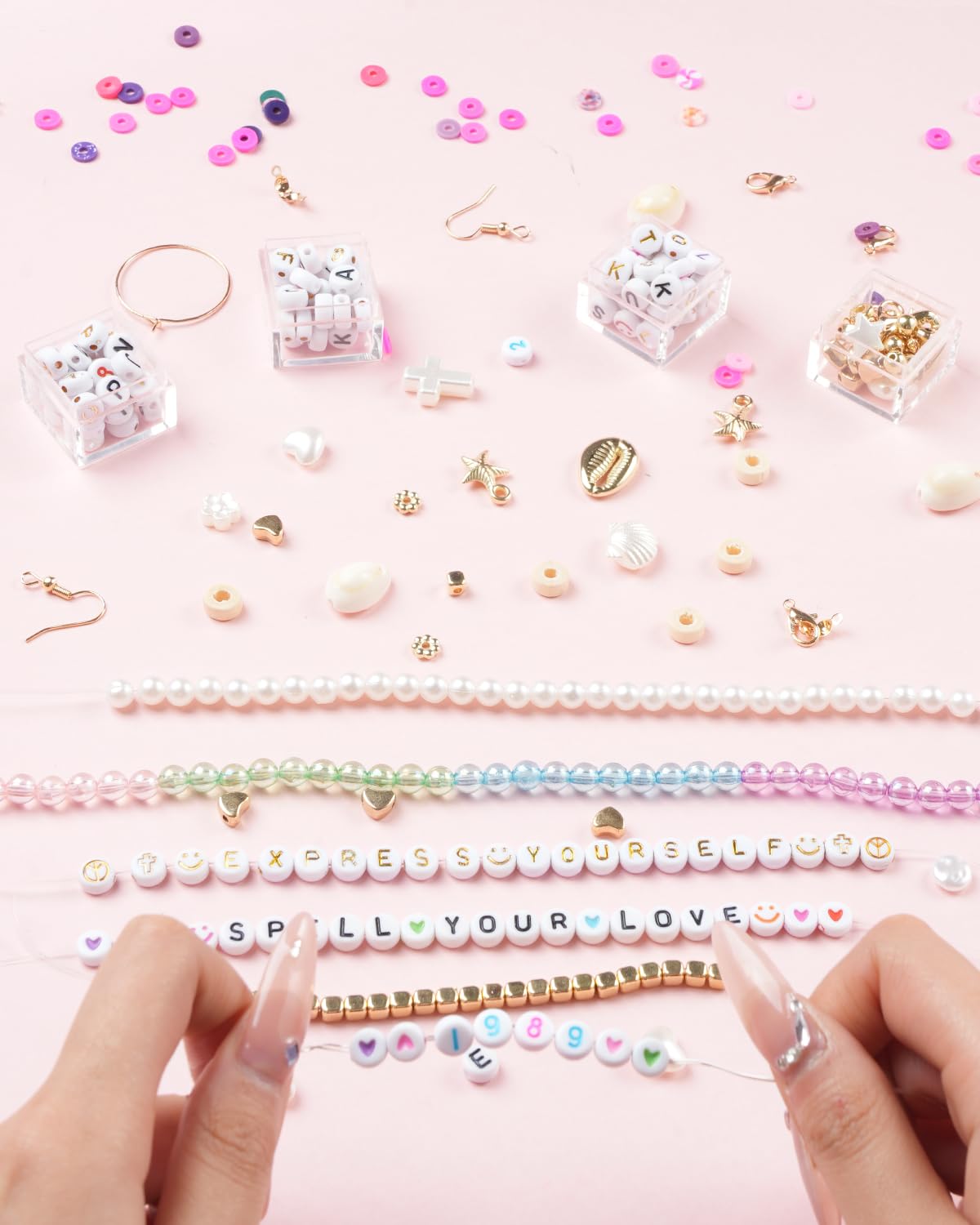BestNow Friendship Bracelet Making Kit with 28 Colors 4200Pcs Clay Beads 400Pcs Letter Beads for Jewelry Making Cute Charm Number Heart & Pattern Beads Ideal Gifts for Girls 6-13 BestNow