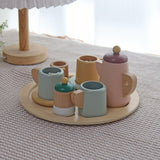 Touch us Wooden Toy Tea Set for Little Girls,Toddler Tea Set Play Kitchen Accessories for Children, Premium Solid Wood Pretend Play Food Playset for Kids Tea Party Generic