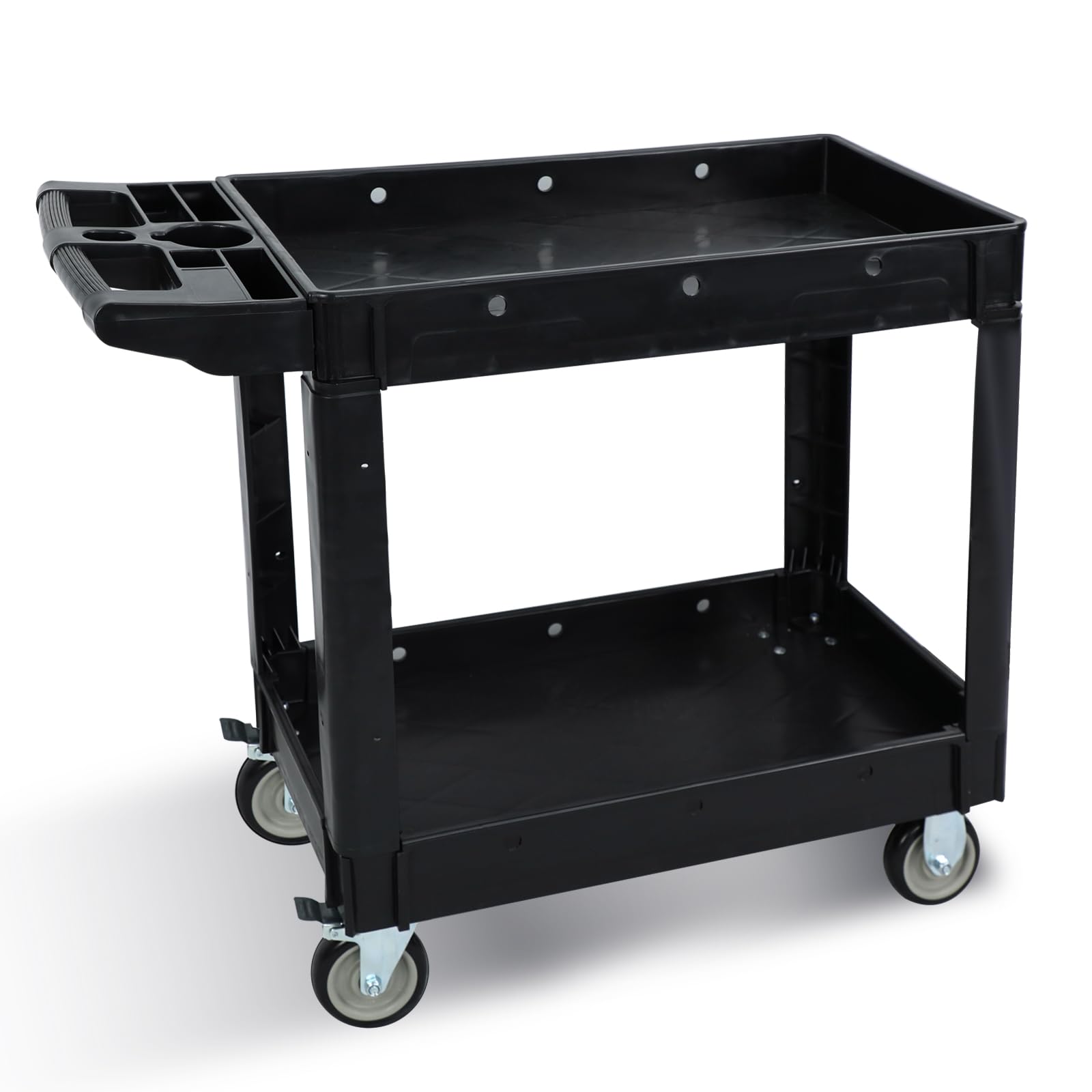 Tooremine Service Utility Plastic Tool Cart, 40 x 17-Inch Rolling Cart Huge Storage W/Deep 2-Shelf Heavy Duty Cart with Wheels,550 lbs Capacity - WoodArtSupply