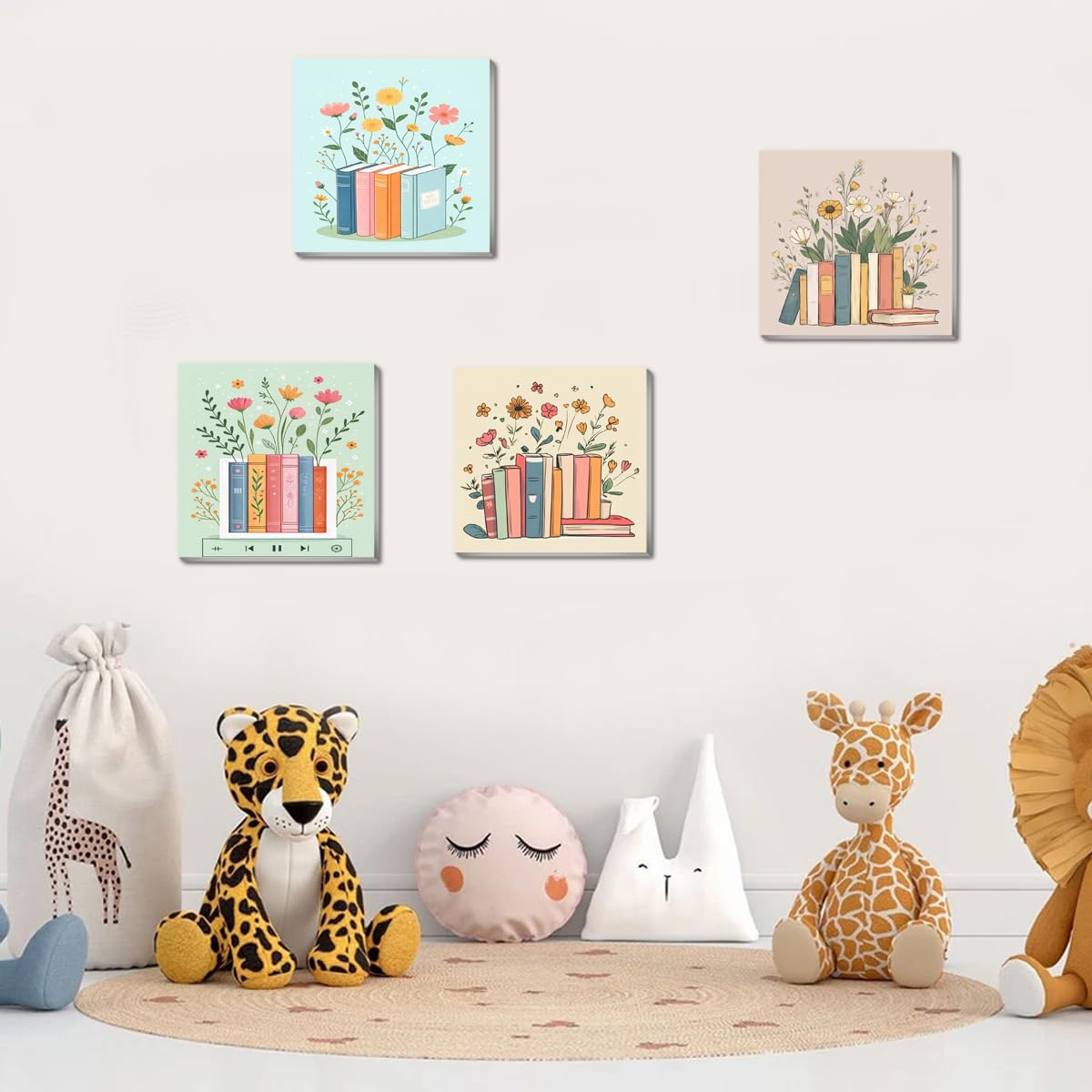 Canrichshop 4 Pcs Book Paint by Numbers Kit for Adults & Ages Over 12,Framed Books Adults' Paint-by-Number Kits, DIY Painting by Numbers for Adults Flowers for Decor Present 8X 8 in Canrichshop