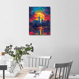 TISHIRON New York City Skyline Diamond Art, Statue of Liberty Diamond Art Kits for Adults, New York City Diamond Painting Round Drill Art Craft Kits for Home Wall Decor Gifts 12X16 Inch TISHIRON