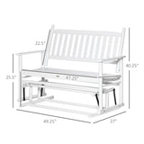 Outsunny White Wooden Patio Glider Bench with High Back and Armrests, Heavy Duty 550lbs Capacity Loveseat Outsunny