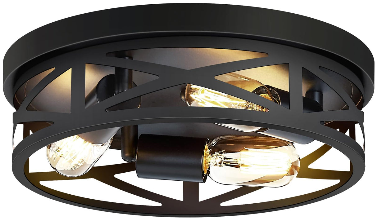 ZHU YAN 13 inch Farmhouse Ceiling Light Fixture,3-Light Hallway Light Fixtures Ceiling,Black Flush Mount Ceiling Light,Light Fixture Ceiling Mount for Kitchen Hallway Entryway,E26 Base（1 Pack） ZHU YAN