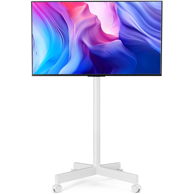 HOLMAXD Mobile TV Cart Rolling TV Stand for 23-65 Inch Screen Outdoor TV up to 110 lbs, Height Adjustable Portable TV Cart with Wheels and Tilt Mount, Outdoor TV Stand Mount, Max VESA 400x400mm, White