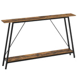 YATINEY 55" Narrow Console Table, Long Skinny Sofa Tables, Industrial Entryway Table, Behind Couch Table Skinny, 2-Layer Hallway Table for Entryway, Living Room, Foyer, Rustic Brown and Black CT14BR YATINEY