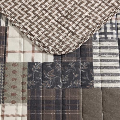 Eddie Bauer - King Quilt Set, Naturally Soft Cotton Bedding w/a Lightweight Feel for All-Year Comfort, Reversible w/Matching Pillowcases, 3 Piece Bed Set (Antique Brown) Eddie Bauer