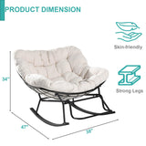 Rocking Chair Nursery, Ergonomic Papasan Chair with Soft Thick Cotton Cushion, Comfy Sofa Recliner Egg Chair for Living Room, Bedroom, Reading Room, Lounge Amarfly