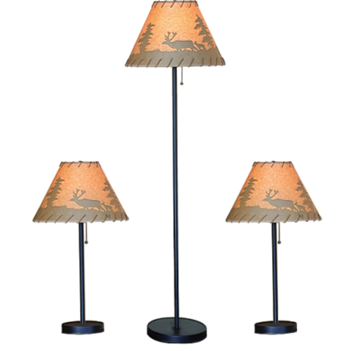 Catalina Lighting 19908-000 Rustic Cabin Lodge 3-Piece Table & Floor Lamp Set, LED Bulb NOT Included, 58", Forest Print,Set of 3 Catalina Lighting