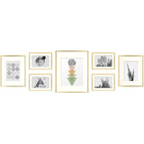 Golden State Art, 7 Pack, One 11x14, Two 8x10, and Four 5x7 Pictures. Aluminum Photos Frame for Wall or Tabletop Display (Gold) Golden State Art