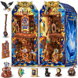 Mccreadee Book Nook Kit, DIY Miniature House 3D Wooden Puzzle with LED Light, Fantasy Bookstore Bookshelf Decor for Adults, Teens & Beginners, Gift for Book Lovers