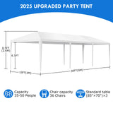 2025 Upgraded 10x30 Party Tent, Outdoor White Tents for Parties, Wedding, Large Canopy Tent with Walls, Big Event Gazebo Tent for Backyard, Garden, 8 Sidewalls EPOFIT