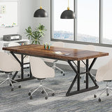 Tribesigns 6FT Conference Table, 70.86 L x 31.49 W x 29.52 H Inches Rectangle Meeting Room Table, Rustic Wood Seminar Table Executive Desk for Office, Conference Room (Black) Tribesigns