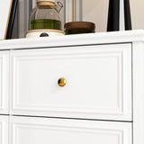 FUNISIR White Dresser 9 Drawer Dresser, Wood Bedroom Dresser, Chest of Drawers for Nursery Storage, Drawer Organizer with Easy Pull Handle for Living Room, Closet, Hallway FUNISIR