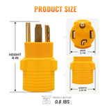 MECMO NEMA 14-30P to 14-50R EV Charger Adapter for Level 2 EV Charging at New Dryer Socket, 125/250V 30 Amp 4 Prong Dryer Plug to 50 Amp 4 Prong EV Female, Dryer EV Charger Power Adaptor Connector MECMO