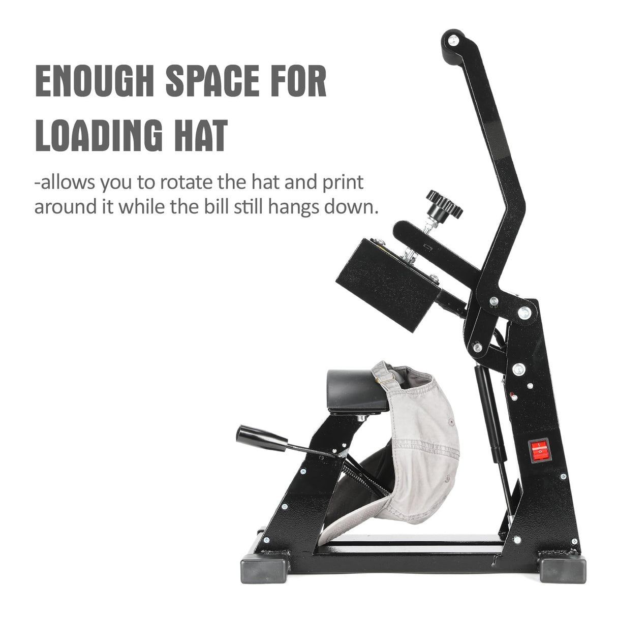 PowerPress Hat Heat Press Machine for Caps with 2pcs Interchangeable Platens -Black PowerPress