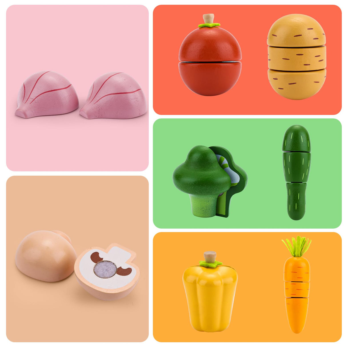 Cutting Vegetable Set - Wooden Play Food Kitchen Accessory, Multi - Pretend Play Accessories, Wooden Cutting Fruit Toys for Toddlers and Kids Ages 3+ umu