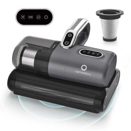 AIRTHEREAL M1 Mattress Vacuum Cleaner, 6 in 1 Bed Vacuum with High-Frequency Vibration - 80,000 RPM Dual Brushroll Rotation, UV-C Light, 14Kpa Suction, Dust Sensor, Ultrasonic and Heating Tech AIRTHEREAL