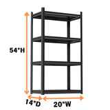 Notmise Metal Garage Shelving Unit, Heavy Duty 4-Tier Adjustable Storage Rack, Steel Shelving,2000 lbs Capacity, Industrial Shelves for Heavy Tools and Equipment (4-Tier 54" H x 20" W x 14" D) Notmise