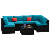 OUGMMGOU 5 Piece Patio Furniture Set, All-Weather PE Rattan Wicker Outdoor Sectional Furniture with Tempered Glass Table, Outdoor Couch Set OUGMMGOU