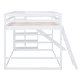 Harper & Bright Designs Full Over Full Bunk Bed with Slide, Bookshelves and Ladders, Solid Wood Floor Bunk Loft Bed Frame for Kids Girls Boys (White) Harper & Bright Designs