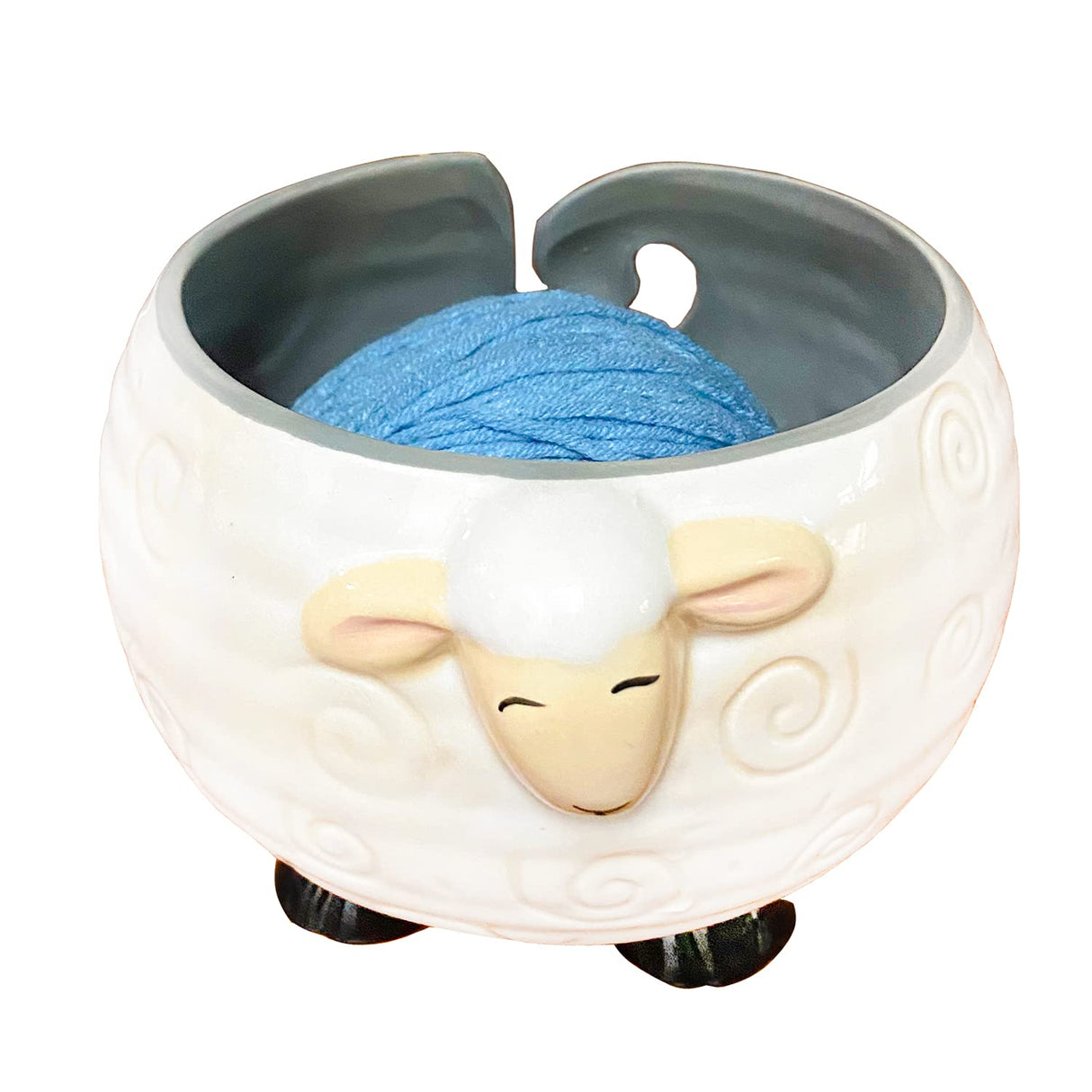 Weabetfu Sheep Ceramic Yarn Bowl Knitting Yarn Bowl Handmade Craft Knitting Bowls Crocheting and Knitting Supplies Organizer,Perfect for Mother's Day and Christmas Gift Weabetfu