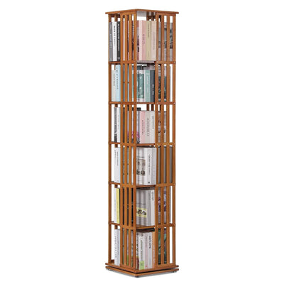 NABOOJ 360 Rotating Bamboo Bookshelf with Open Design for Home and Office Storage