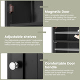 Iwell Tall Bathroom Cabinet, Storage Cabinet with 2 Doors, Narrow Floor Storage Cabinet with Adjustable Shelves for Bathroom, Living Room, Black Iwell