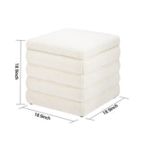 OuchTek Teddy Square Ottoman White Small Storage Ottoman Cube Ottoman for Living Room Sherpa Foot Stool Boucle Vanity Stool with Storage OuchTek