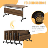 Foldable Conference Table,Flip Top Rolling Conference Tables,Mobile Training Table with Wheels,Modern Large Coference Room Tables,Folding Meeting Table for Office,Classroom (8pack 70.8 * 21.6 * 29.5) VORDERRY
