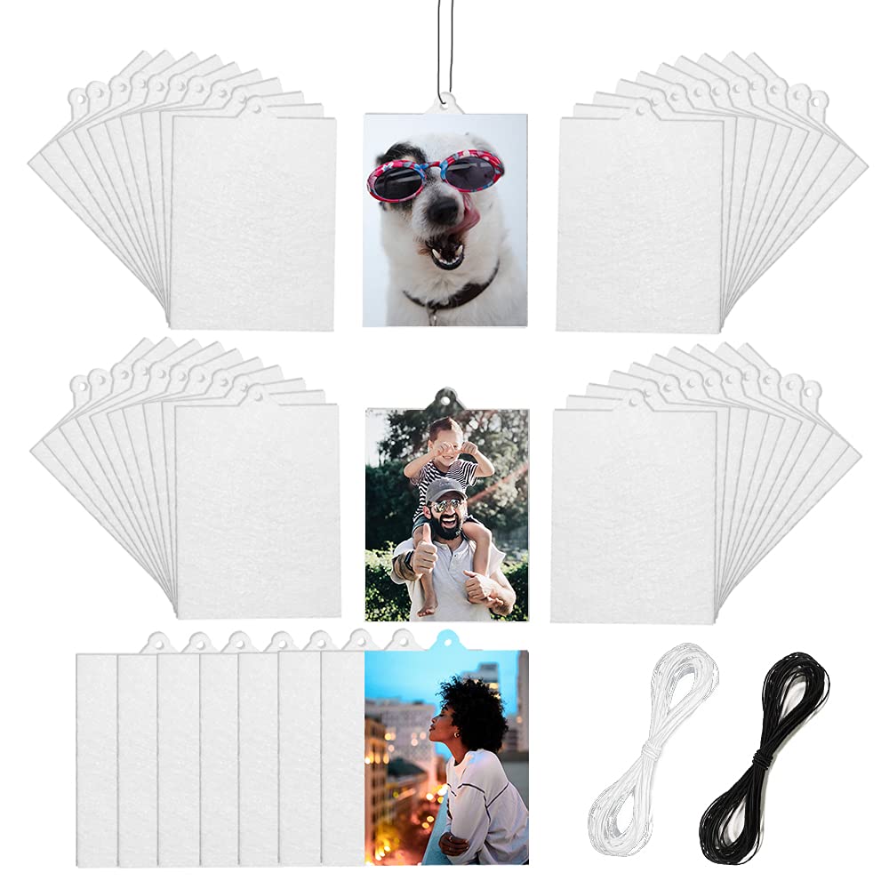 50 Pcs Sublimation Car Air Freshener Blanks, Car Hanging Accessories, Diy Car Accessories Crafts White Sheets with Elastic Strings Ubenic