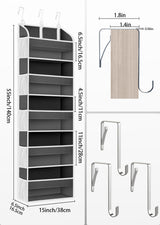TAHAVICE 1 Pack Over The Door Organizer, Bathroom Organizers and Storage with 5 Pockets 10 Mesh Pockets, 50 lbs Weight Capacity Stuffed Animal Storage for Nursery Newborn Baby Essential TAHAVICE