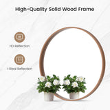 WallBeyond Round Mirror with Wood Frame 24 inch Circle Wall Mirror for Bathroom Round Wall Mirror for Wall Decor, Vanity, Entryway Living Room (Walnut) WallBeyond