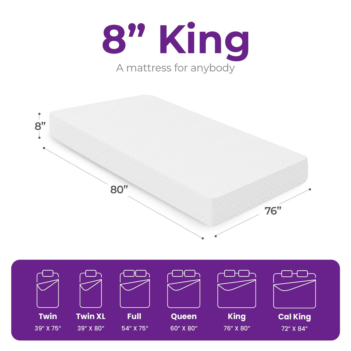 GAESTE 8 Inch King Cooling Gel Memory Foam Mattress for Cool Sleep Medium Firm CertiPUR-US Certified Mattress in a Box Pressure Relief Removable Cover No Fiberglass (King, 8 in) GAESTE