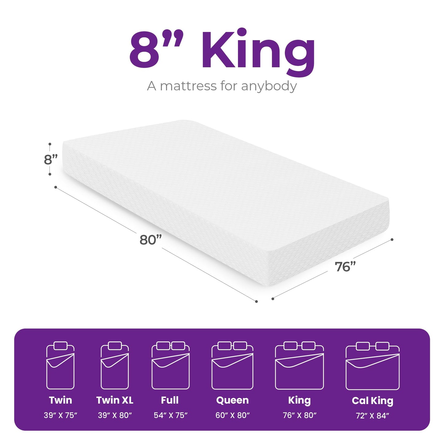 GAESTE 8 Inch King Cooling Gel Memory Foam Mattress for Cool Sleep Medium Firm CertiPUR-US Certified Mattress in a Box Pressure Relief Removable Cover No Fiberglass (King, 8 in)