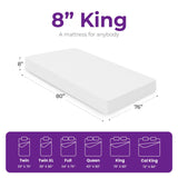 GAESTE 8 Inch King Cooling Gel Memory Foam Mattress for Cool Sleep Medium Firm CertiPUR-US Certified Mattress in a Box Pressure Relief Removable Cover No Fiberglass (King, 8 in) GAESTE