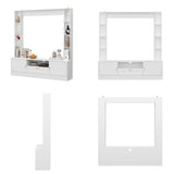 ROMSHINE 70.9" W Wall Unit TV Stand with Storage Shelf, Modern TV Console with 4-Tiers Shelf Bookcase, Entertainment Center with Drawers and Rack for Living Room, White ROMSHINE