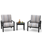 Pellebant 3 Pieces Patio Conversation Set with Sunbrella Cushion, Aluminum Patio Furniture Set Outdoor Bistro Set Modern Armchair Sofa and Side Table for Garden, Balcony, Backyard, Milano Char Pellebant