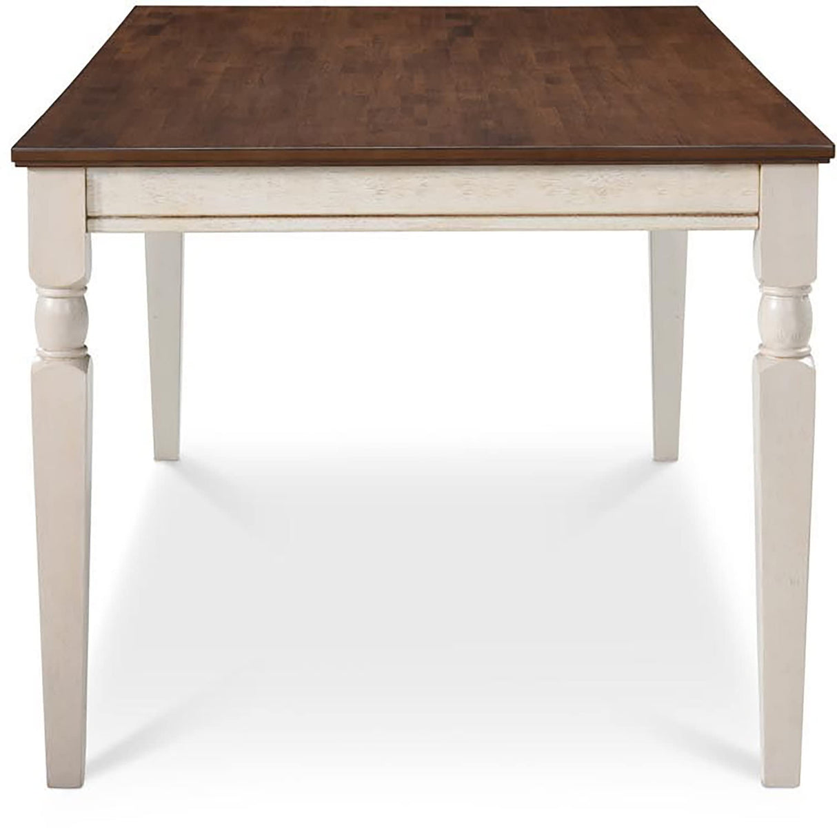 Finch Provence Farmhouse Table, Two-Toned Wood with Turned Legs, Traditional Rustic Furniture Decor for Kitchen or Dining Room, 60" Inch Tabletop, White, 60D x 35.86W x 29.72H in Finch