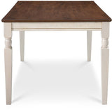 Finch Provence Farmhouse Table, Two-Toned Wood with Turned Legs, Traditional Rustic Furniture Decor for Kitchen or Dining Room, 60" Inch Tabletop, White, 60D x 35.86W x 29.72H in Finch