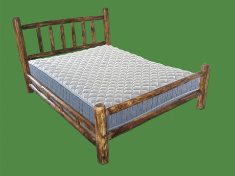 Log Bed Frame with Headboard, Full Size - Rustic Torched Finish, Solid Cedar Wood, Heavy Duty, Amish Handcrafted in USA Midwest Log Furniture