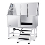 VEVOR 50" Pet Dog Bathing Station w/Stairs, Professional Stainless Steel Dog Grooming Tub w/Soap Box, Faucet,Rich Accessory, Dog Bathtub for Large,Medium,Small Pets, Washing Sink for Home Right VEVOR