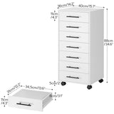 HOOBRO 7-Drawer Chest, File Cabinet, Wooden File Cabinet, Office Cabinet with Drawers, Storage Cabinet, for Home Office, Study, Easy Assembly, White WT07WJ01 HOOBRO