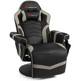 Goplus Massage Gaming Chair, Racing Style Gaming Recliner w/Adjustable Backrest and Footrest, Ergonomic High Back PU Leather Computer Office Chair Swivel Game Chair w/Cup Holder and Side Pouch Goplus