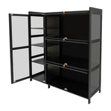 Blisiour Display Cabinet with Acrylic Doors, Display Curio Cabinet with 3+4 Shelves for Collectibles Figures, Black Bamboo Storage Display Case Clear Showcase for Home Office Living Room Gaming Room Blisiour