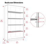 i-VTIES Bookcase Adjustable Storage Shelves,60-Inch Bookshelf,5-Tier Modern Wood Bookcase for Bedroom, Office, Living Room & Library(Black) i-VTIES