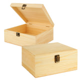 DAJAVE 2 Pack Unfinished Wooden Box, Wooden Storage Box with Hinged Lid, Pine Wood Box DIY Craft Stash Boxes for Crafts DIY, Jewelry Home Storage (12x7.8x3 Inch) DAJAVE